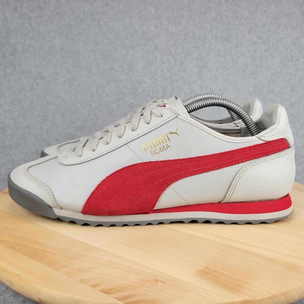 Puma Roma Sneakers Mens Size 10 Gray‎ Red Leather Suede Low Top 362410-02